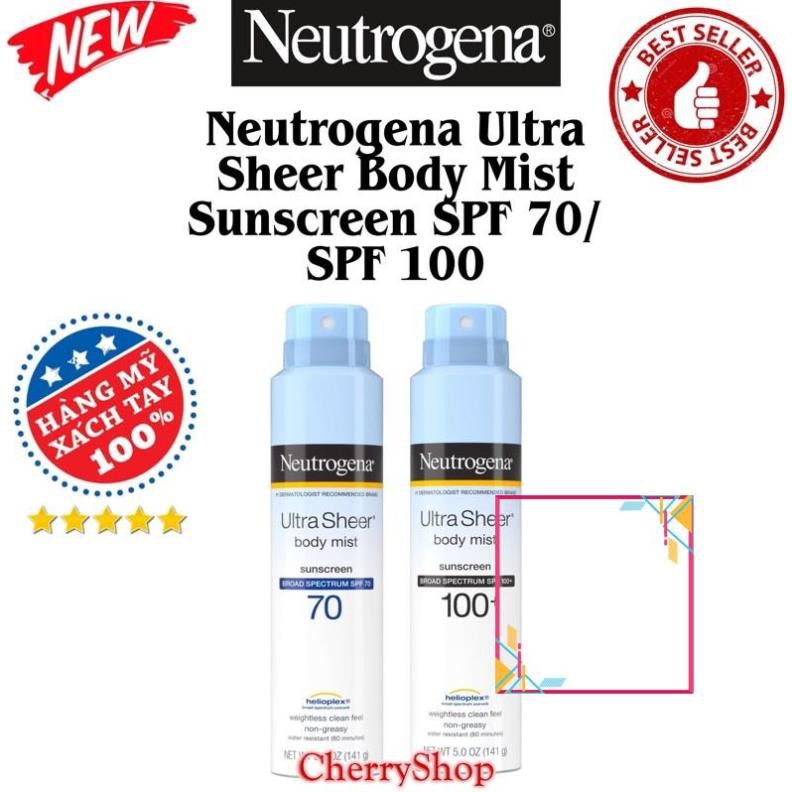 [Hàng USA/NEW] Xịt chống nắng Neutrogena Ultra Sheer Body Mist 141g mẫu mới