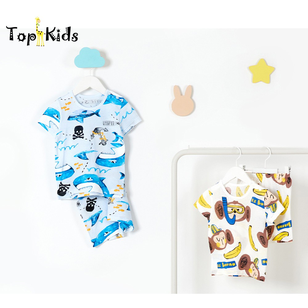 Bộ đồ COTTON cao cấp, bé trai, CÁ HEO- Unifriend Hàn Quốc -bộ cộc tay mùa hè, từ 10- 50kg, Topkid_vietnam