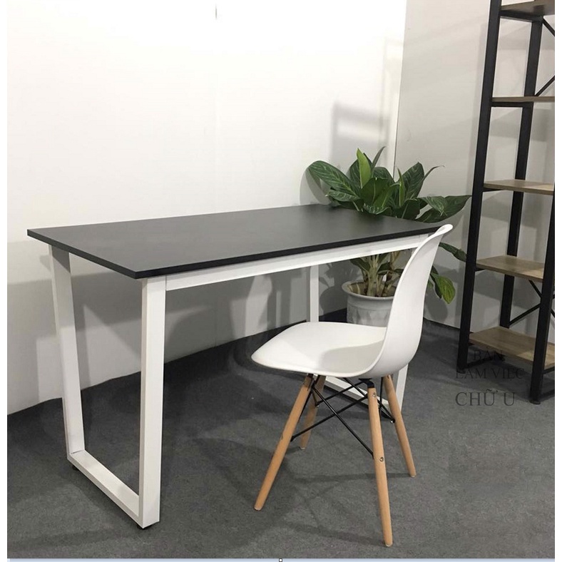 Bàn làm việc chữ u mặt gỗ công nghiệp MDF bàn học sinh gaming để máy tính văn phòng chân sắt sơn