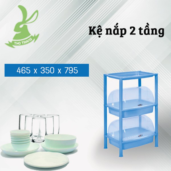 Kệ Chén Dĩa Nhựa Có Nắp Đậy 02 Tầng 465*350*795 mm Hiệp Thành 360-2 HI