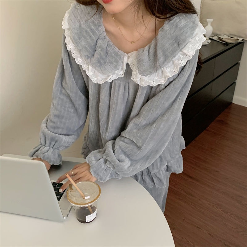 Bộ Đồ Ngủ Vải Lông Cừu San Hô Kiểu Công Chúa Dễ Thương Cho Nữ Sinh | BigBuy360 - bigbuy360.vn