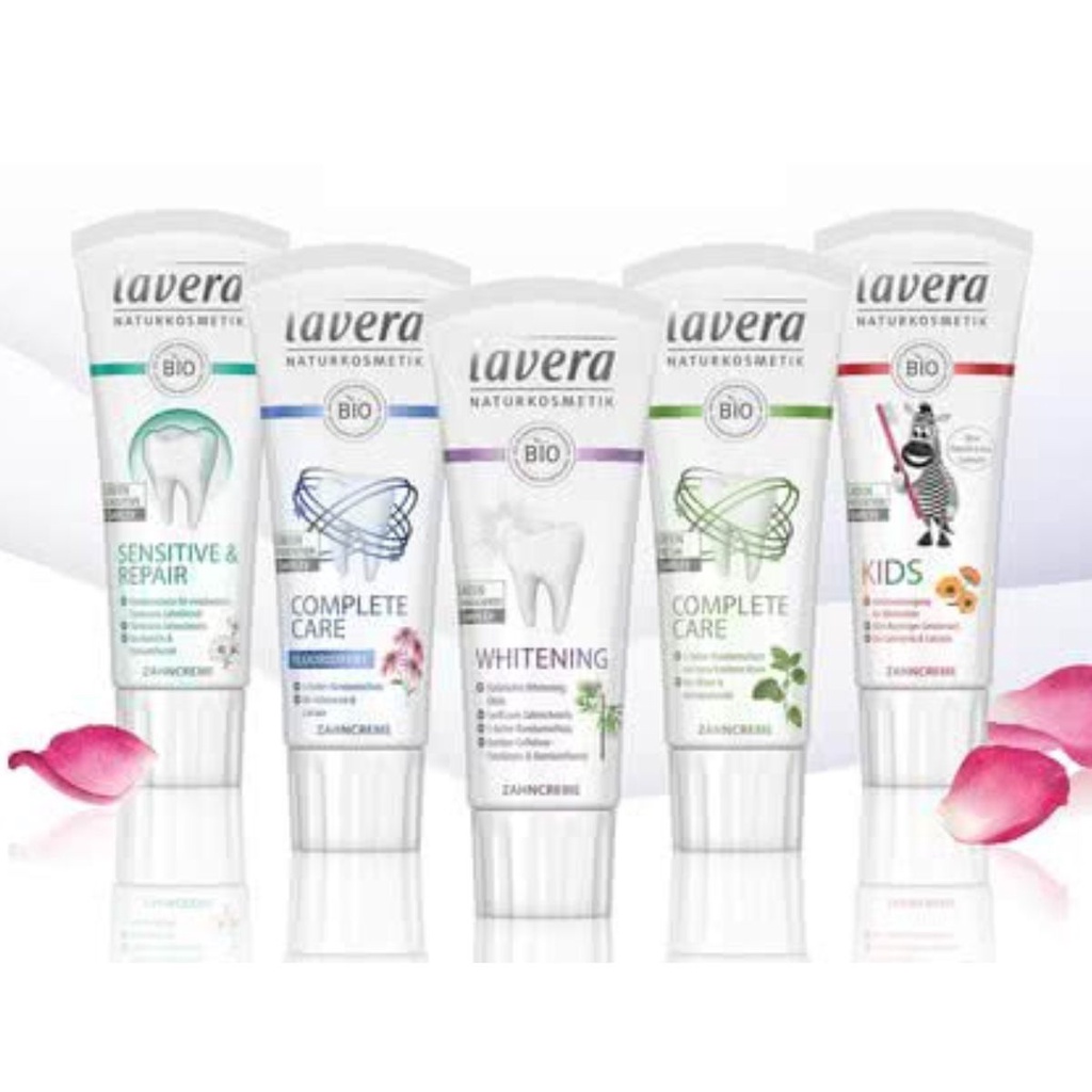 Kem đánh răng hữu cơ làm trắng răng vị tre - vị bạc hà - bổ sung canxi 75ml (Lavera)
