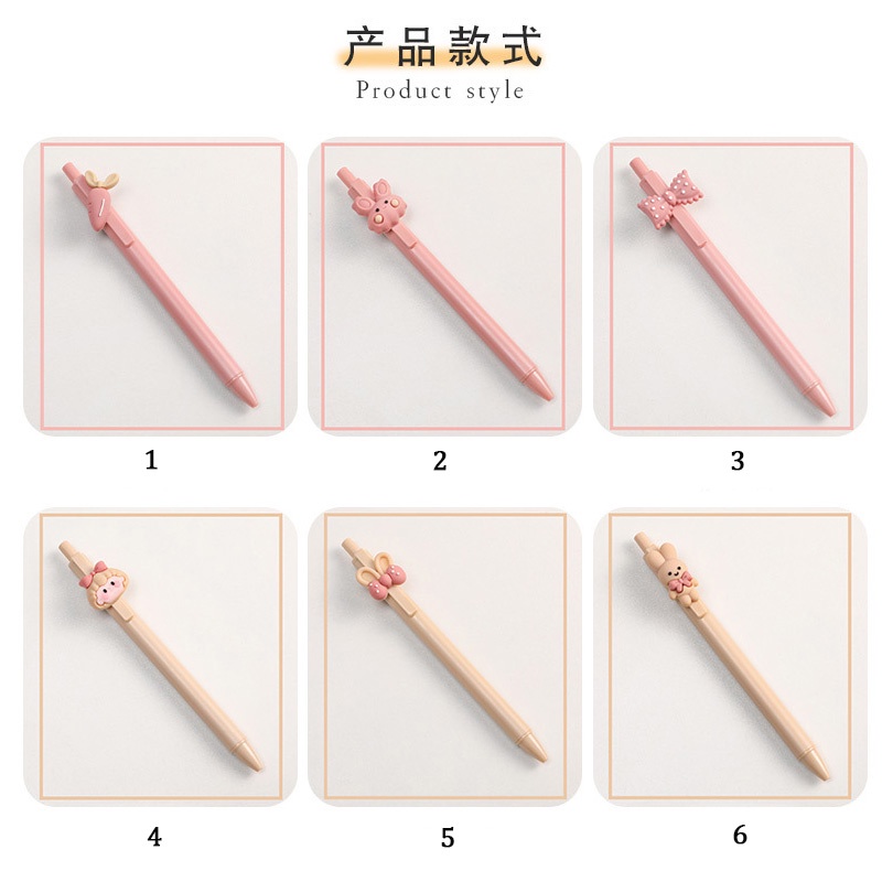 Set 3 Bút Mực Đen Ngòi 0.5mm Hình Thỏ Xinh Xắn