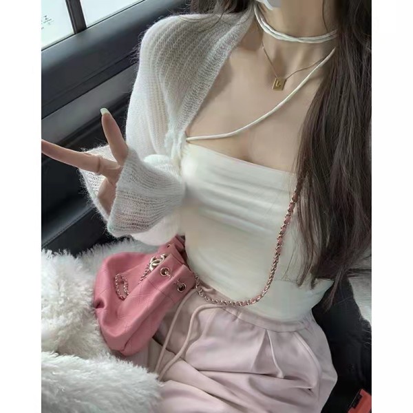 Áo Cardigan Dệt Kim Tay Dài Màu Trơn Dễ Phối Đồ Thời Trang Phong Cách Hàn Quốc