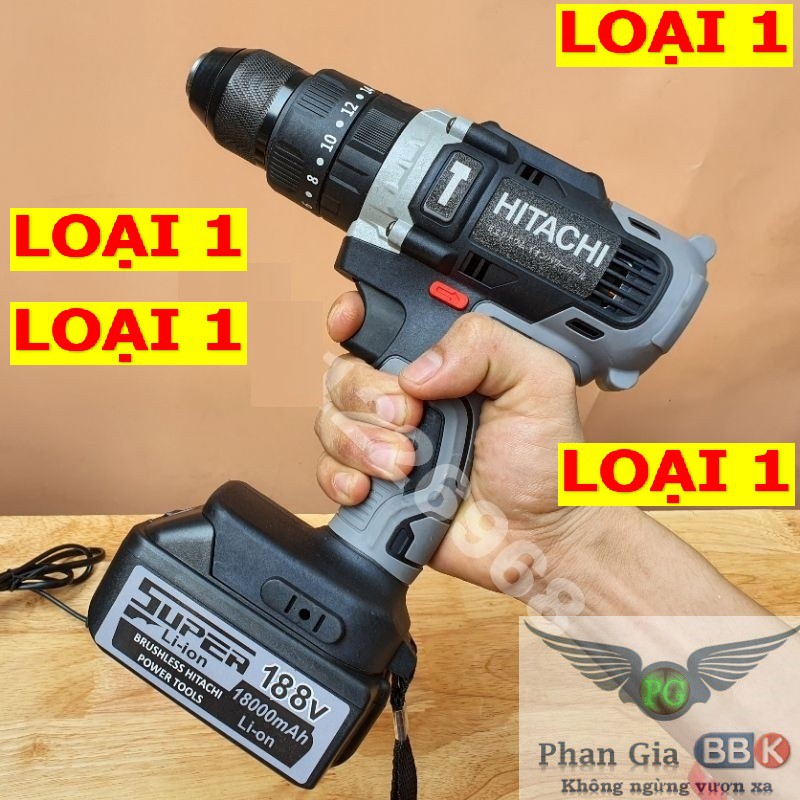 THÂN MÁY KHOAN PIN HITACHI 188V TẶNG KÈM 1 PIN, SẠC