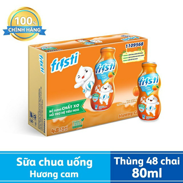 [HSD T11-2023] Thùng 48 Chai Sữa Chua Uống Fristi Hương Cam 80ml.
