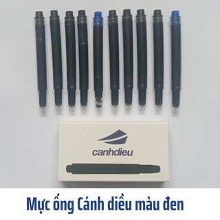Mực bút máy bút cánh diều, hộp ống mực đen có dung tích 1,1ml, thiết kế 2 đầu đầu cắm 2,6mm và 3,4mm