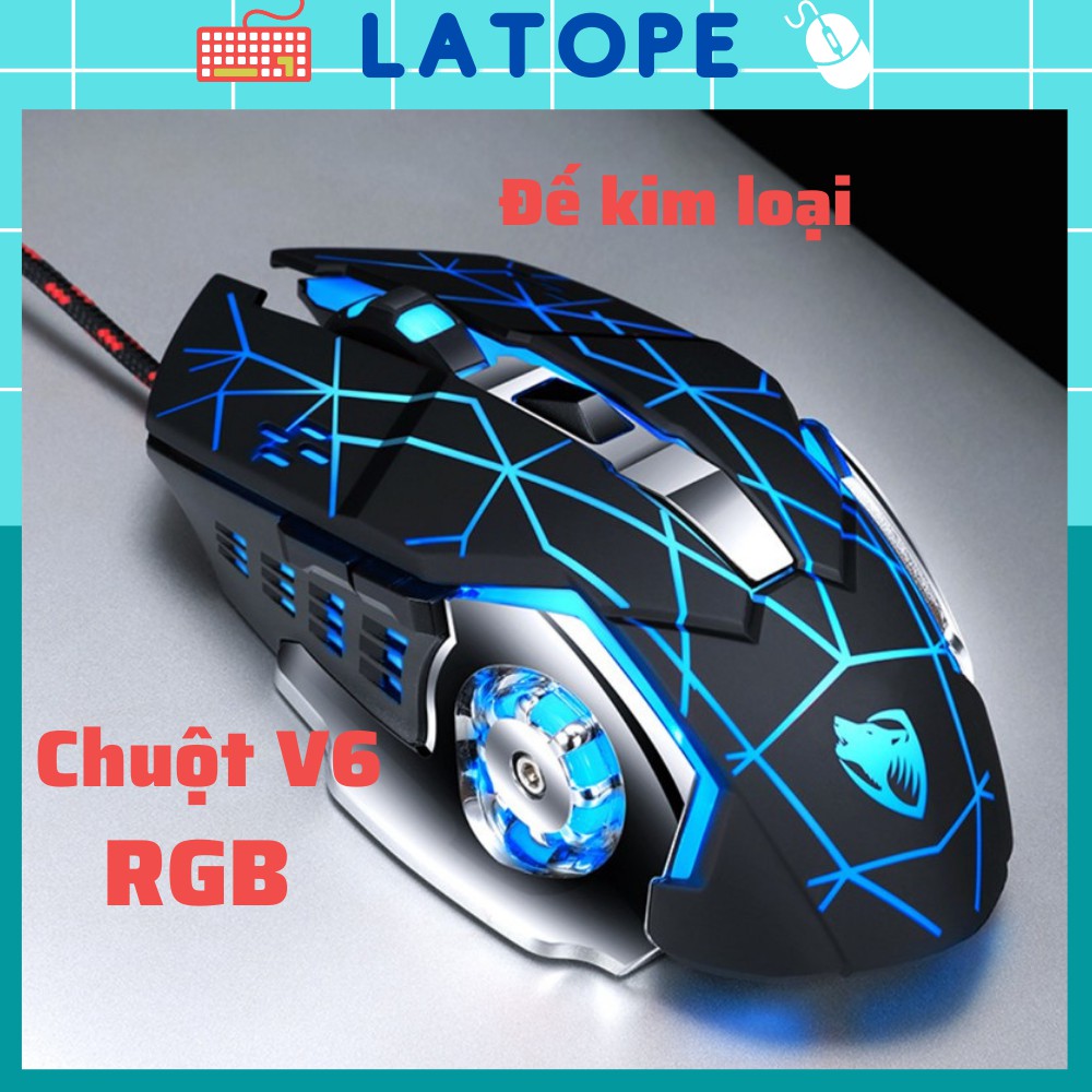 Chuột máy tính Latope chuột cơ gaming chơi game có dây Led RGB V6