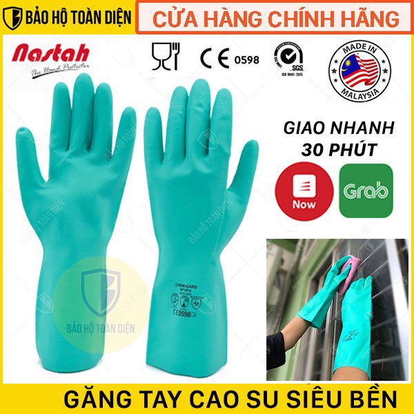 [SIÊU BỀN] Găng tay cao su Malaysia Nastah NF1513 rửa chén bát, giặt giũ. Găng không mùi, chống hóa chất siêu dai