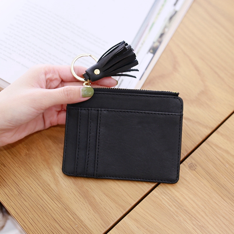 Ví mini đính núm tua đựng thẻ/ tiền xu/ tiền mặt xinh xắn dành cho nữ | BigBuy360 - bigbuy360.vn