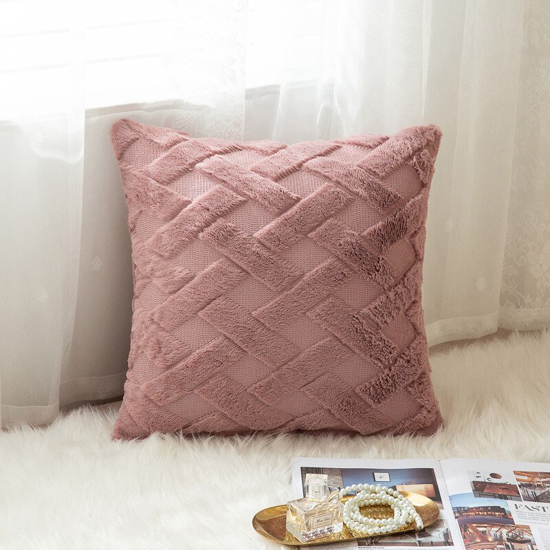 Vỏ gối lông mềm 45cm hai lớp với 4 màu tùy chọn trang trí nhà cửa