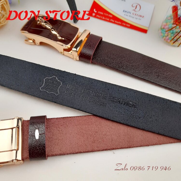 [LEATHER 100%] Thắt Lưng Nam Hàng SIÊU ĐẸP Khóa Kẹp Rút Chống Trượt Cao Cấp Full Da Bò Thật 100% (BH 12 Tháng)