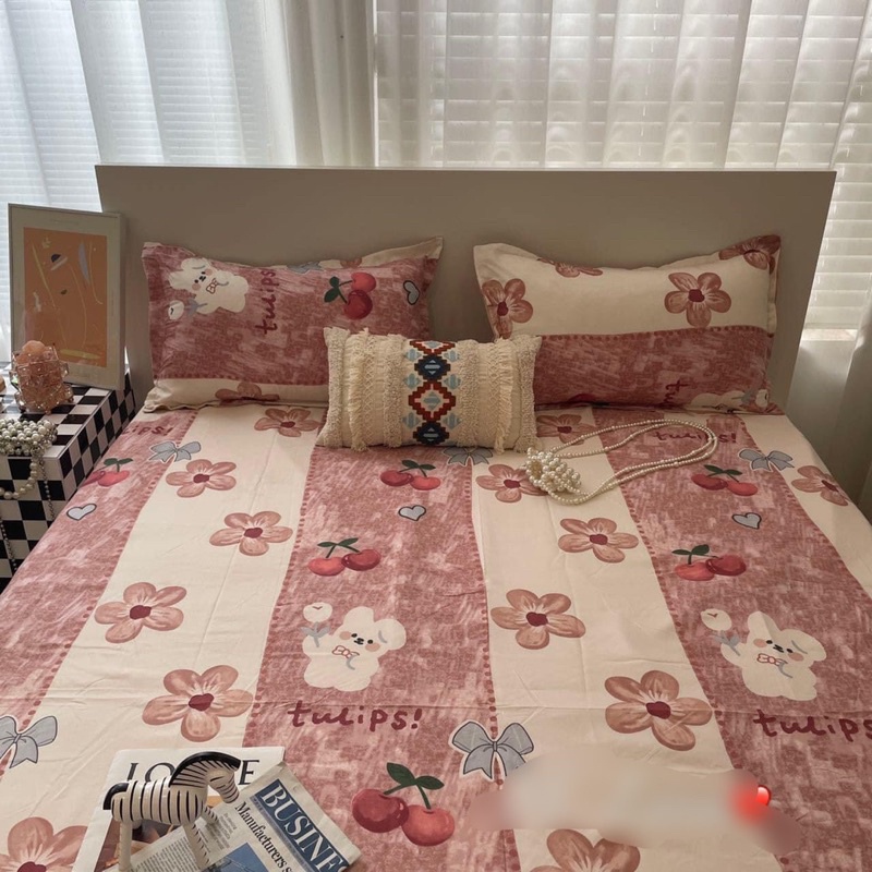 SÉT GA GỐI HÌNH CHERRY ĐỎ HÀNG QC ĐẸP