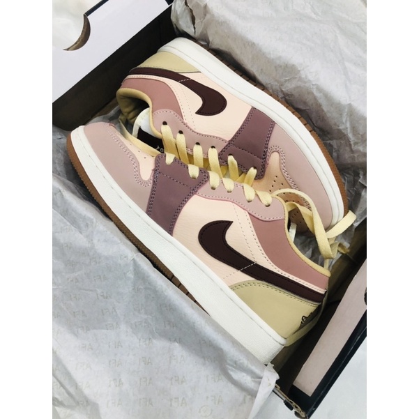 [JD2021MIDPINk]  Giày thể thao cổ cao nữ JD hồng đỏ vàng &quot;JD 1 MID Purple  Red Beans Hồng đậu nữ Ảnh thật