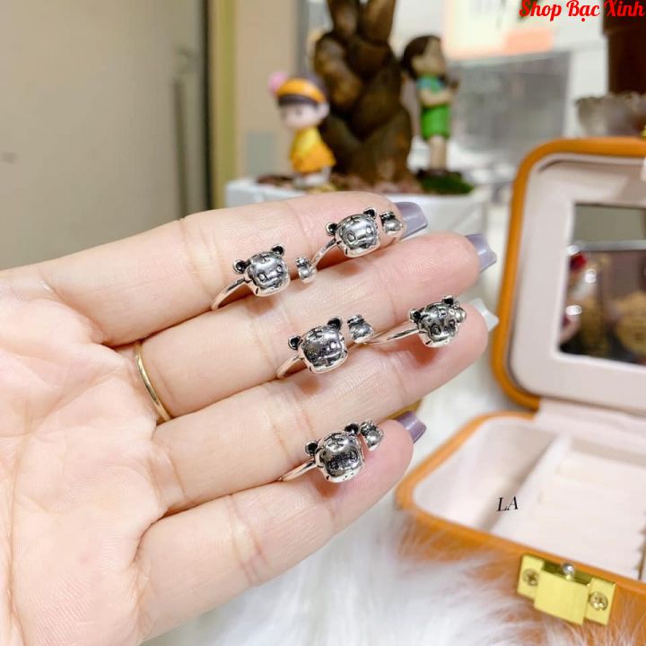 Nhẫn hình mèo thần tài, nhẫn bạc