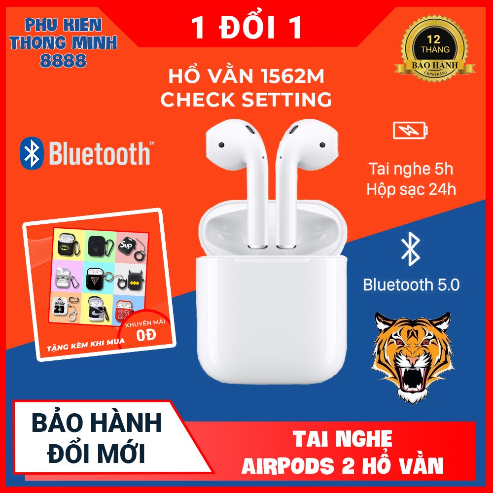 Tai Nghe Bluetooth Không Dây AP2 Hổ Vằn 1562M - Pin 5h - Check Setting Bản Cao Cấp 2021 - Bảo Hành 3 Tháng 1 Đổi 1