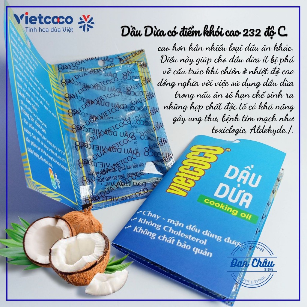 [Ảnh Thật] Dầu Dừa VIETCOCO Nguyên Chất 100%/Dùng Nấu Ăn, Làm Bánh, Massage, Tiện Lợi Mang Theo Du Lịch, Gói Nhỏ 15ml | WebRaoVat - webraovat.net.vn