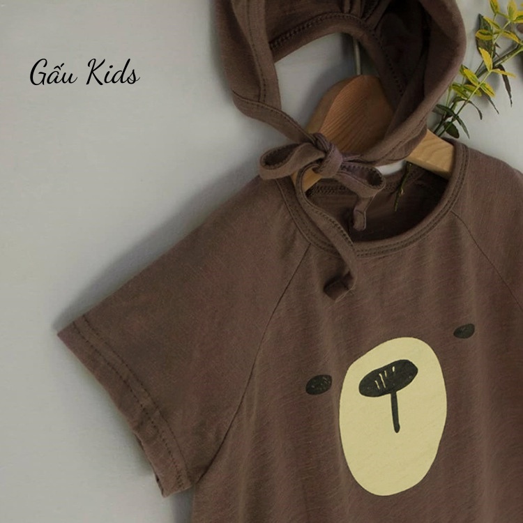 Bodysuit cho bé trai bé gái mùa hè vải cotton an toàn từ sơ sinh size 3 - 14kg kèm mũ TE01