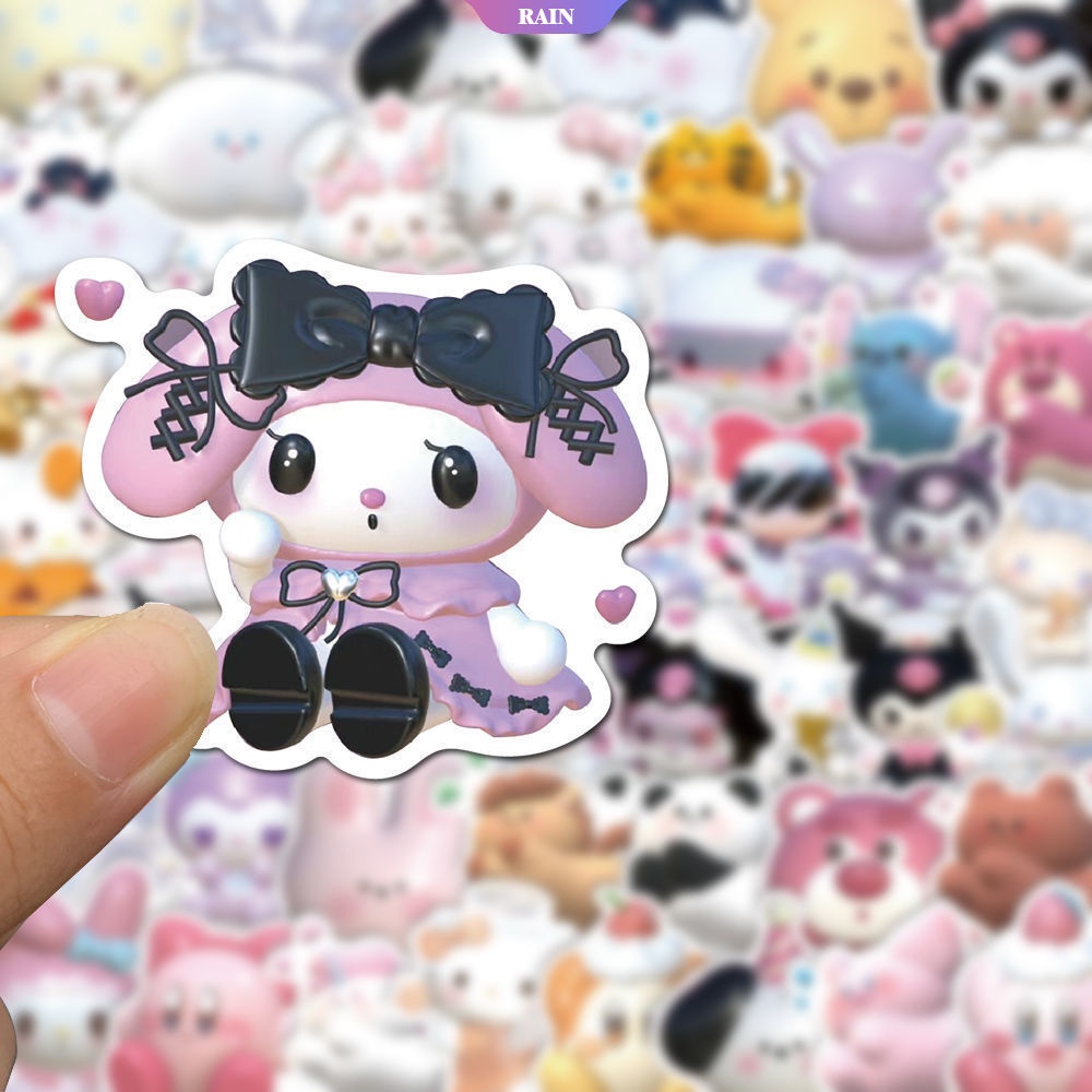 Bộ 51 Miếng Dán Trang Trí Laptop/Xe Hơi Chống Thấm Nước Hình Kuromi My Melody Cinnamoroll Kittys