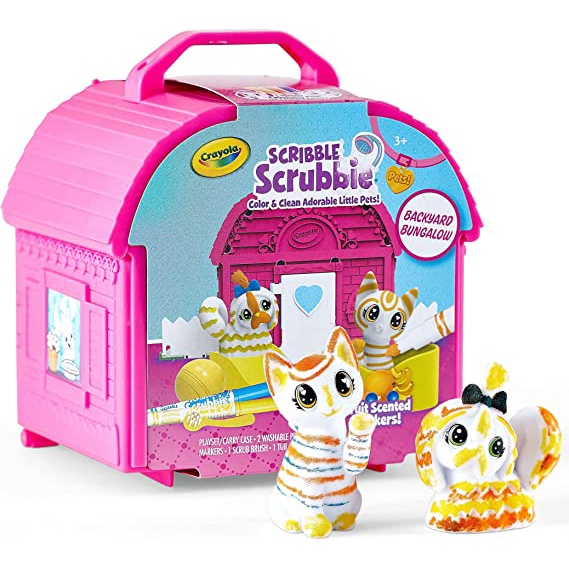 Đồ chơi trang trí tô tượng thú cưng cho bé yêu Crayola Scribble Scrubbie Pets, Backyard Playset, Color & Wash Creative