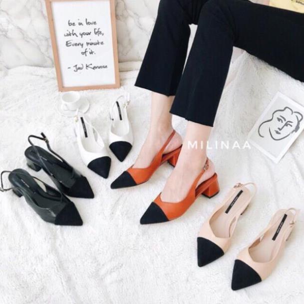 SẴN Giày cao gót công sở zara hở gót, gót vuông 5p