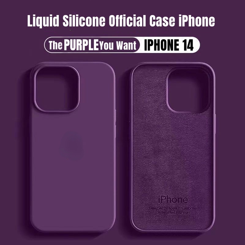 Ốp Điện Thoại Silicon Dẻo Mềm Hình Vuông Màu Tím Đậm Cho iphone 14 13 11 12 Pro Max 14 Plus