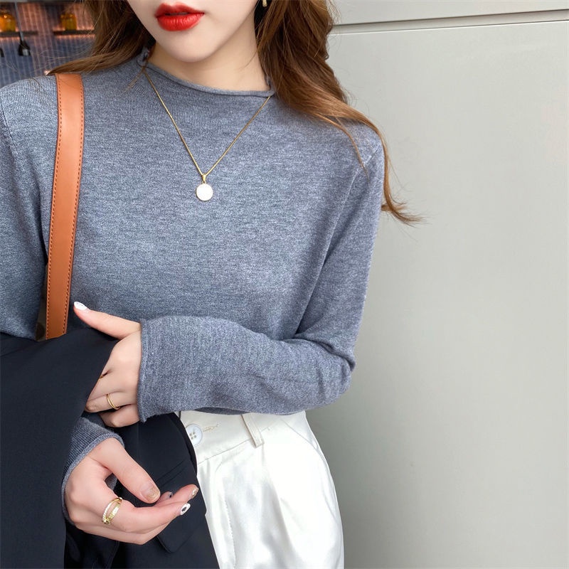Áo len cổ lọ tay dài dáng ôm thời trang thu đông  nhiều màu tùy chọn cho nữ solid color bottoming top