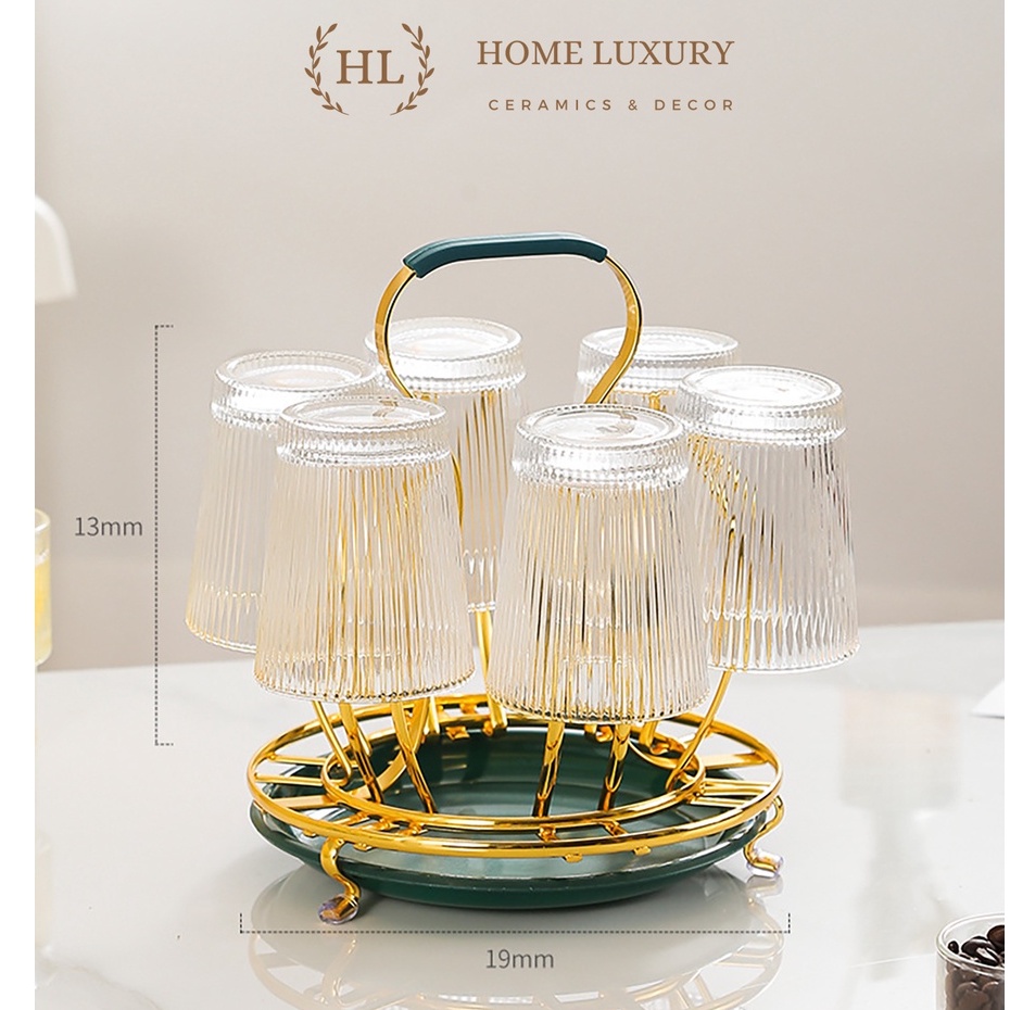 ÚP CỐC TRÒN CÓ KHAY HỨNG  | GIÁ ÚP LY CỐC SƠN TĨNH ĐIỆN KÈM KHAY HỨNG TRÒN HOME LUXURY DECOR PHONG CÁCH VINTAGE 2023 NEW