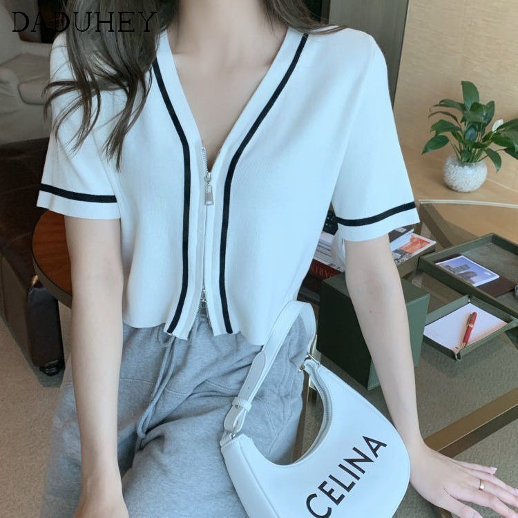 Áo thun lạnh ngắn ngang rốn có dây kéo vừa vặn 4 màu phong cách mùa hè cho nữ