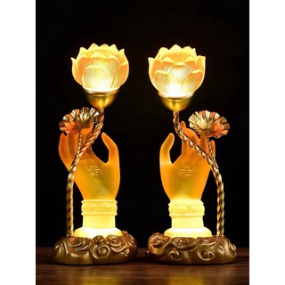CẶP 2 CÂY ĐÈN LED TAY PHẬT CẦM HOA SEN 7 MÀU THỜ CÚNG TRANG TRÍ