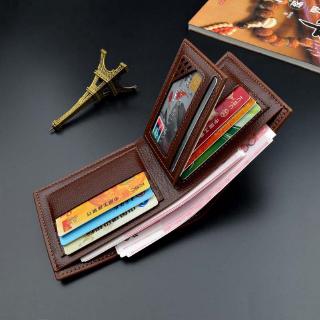 Men's Short Wallet Stone Pattern Portable Folding Wallet Bag Soft Leather Wallet