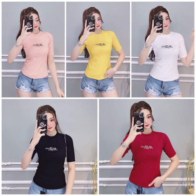 Áo thun bozip tay lửng thêu chữ Muthea freesize dưới 55kg