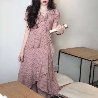 Váy hồng chấm bi nhí Oder