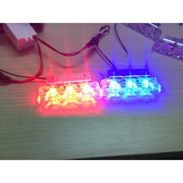 HOT Bộ Đèn Chớp Xanh / Đỏ Polike 3x3 Led