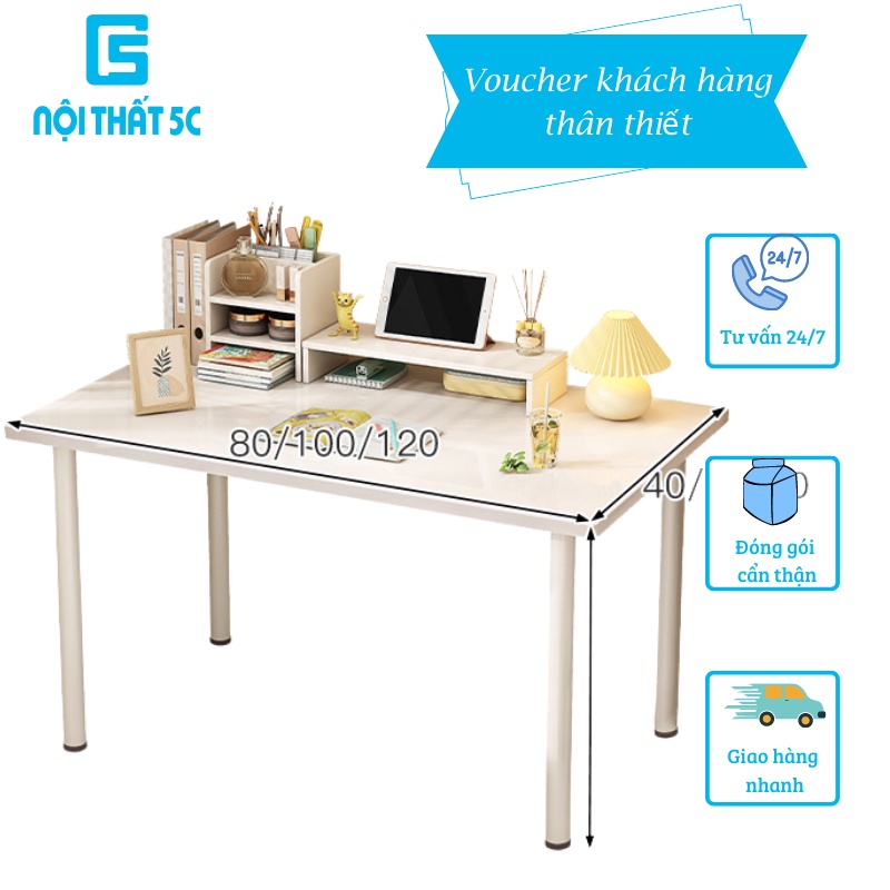 Bàn để máy tính chân sắt tròn phong cách Bắc Âu, Bàn học thiết kế đơn giản mặt bàn kích thước lớn mẫu mới cải tiến nhất
