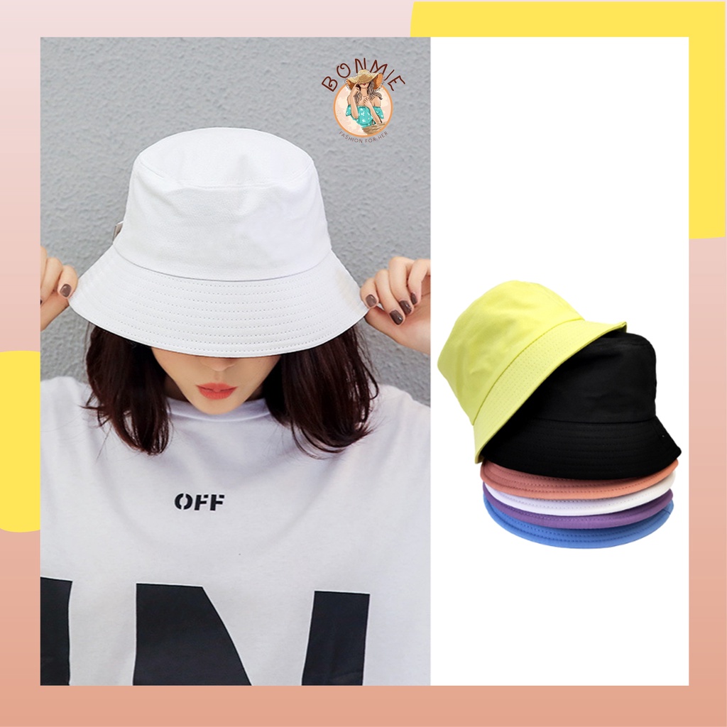 Mũ Nón Bucket Trơn Nam Nữ Unisex Vành Cụp Nhiều Màu Chất Liệu Thoáng Mát, Che Nắng Phong Cách Hàn Quốc; M19 – Bonmie