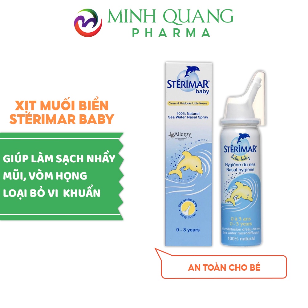 Xịt muối biển STÉRIMAR BABY làm sạch dịch nhầy mũi cho bé chai 50ml