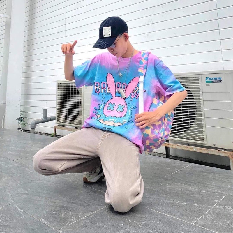 Áo thun loang màu hồng hình thỏ Rabbit(Ảnh thật)