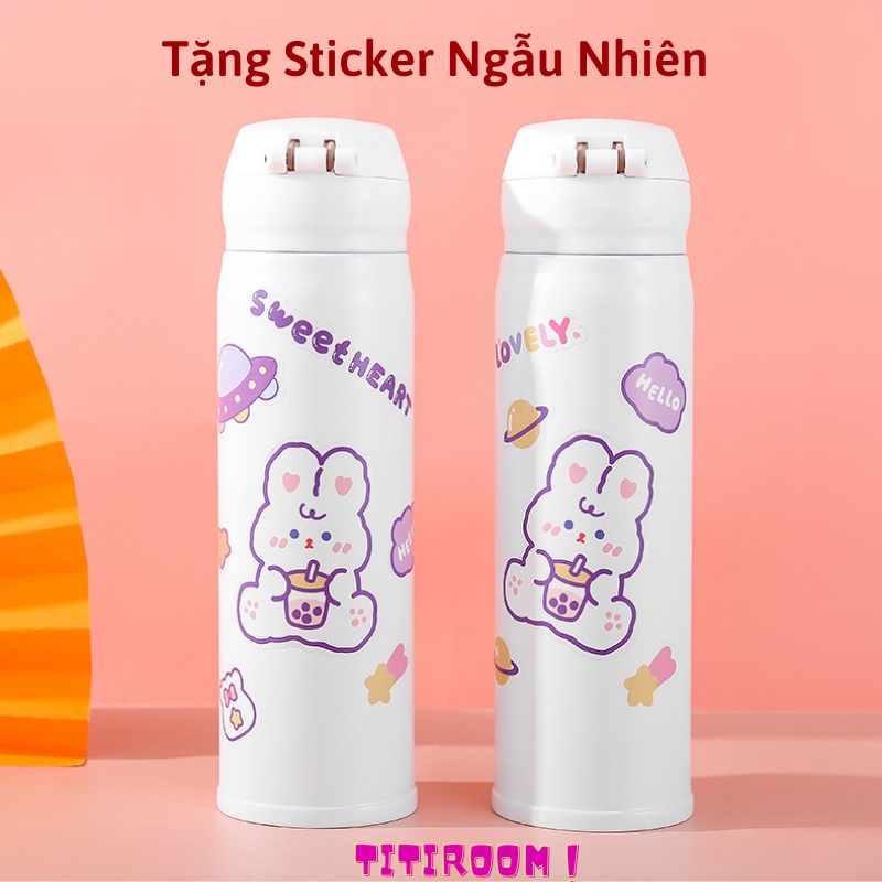 Bình đựng nước giữ nhiệt INOX 304 mini cute dung tích 350ml/500ml thép không gỉ dễ thương TiTiRoom