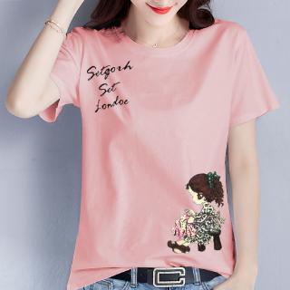Áo Thun Cotton Tay Ngắn In Họa Tiết Thời Trang Cho Nữ