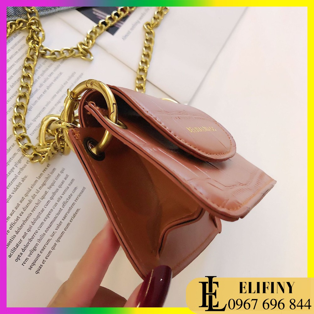 Túi Da Pu Mini Đeo Chéo Tay Xách Cách Điệu Dây Xích Siêu Sang Chảnh Và Cá Tính Cho Nữ