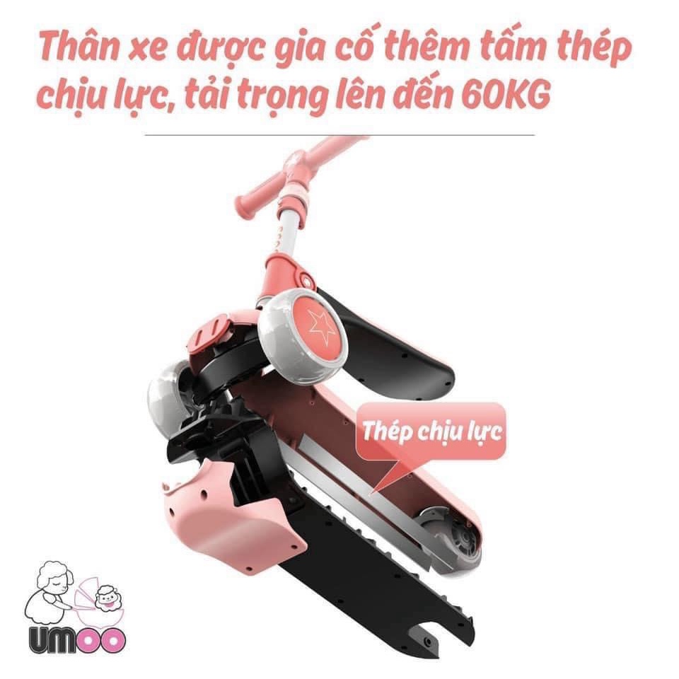 Xe trượt Scooter cho bé Umoo 2in1, vừa là xe scooter vừa là xe chòi chân