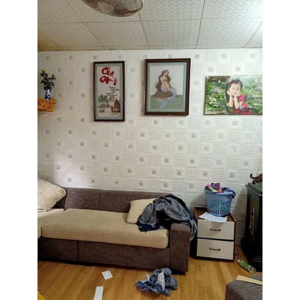 Xốp Dán Tường Hoa Văn Khổ Lớn 70x70cm Sẵn Keo