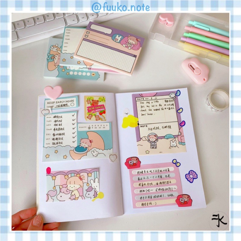 (Bộ sưu tập Part 2/2) Giấy note, giấy ghi chú xé ra Lập kế hoạch thói quen lành mạnh Sticky note pad Ins