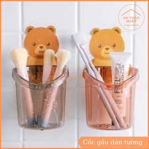 Cốc Gấu Dán Tường Nhà Tắm Siêu Dính, Cốc Đựng Bàn Chải Đánh Răng Tiện Lợi