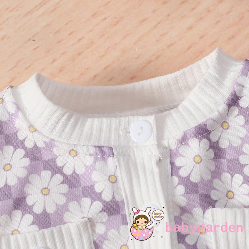 Set áo khoác hoa + đầm chữ A không tay cổ tròn eo cao + áo khoác cardigan màu tím/ hồng cho bé