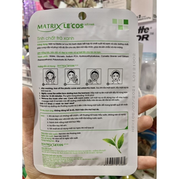 Mặt nạ MATRIX trà xanh phục hồi,cung cấp độ ẩm,giúp ngăn ngừa lão hoá,săn chắc ,mềm mịn da