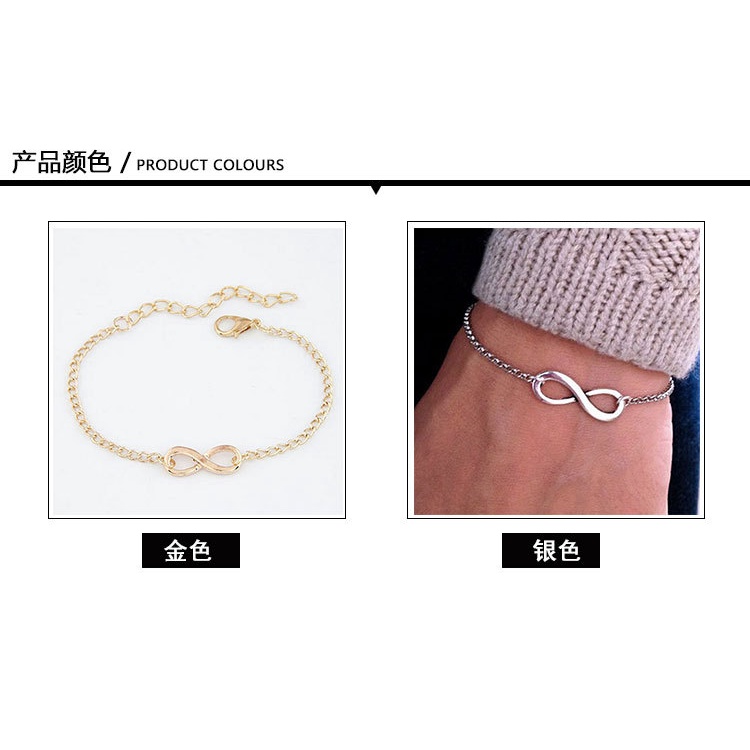 Vòng Tay Hợp Kim Mặt Hình Số 8 Phong Cách Âu Mỹ Thời Trang