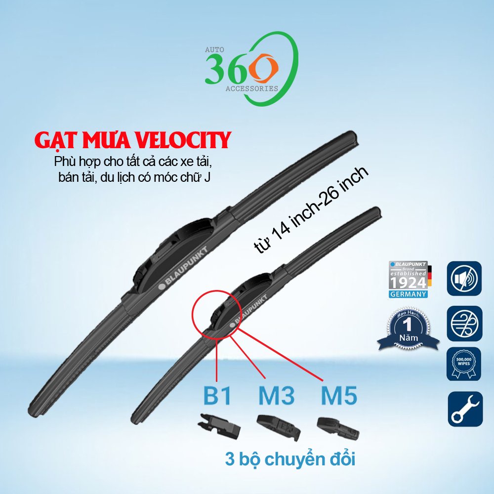 Gạt mưa ô tô cao cấp chính hãng cần gạt mưa ô tô móc U dùng chung cho xe du lịch xe tải Blaupunkt Velocity