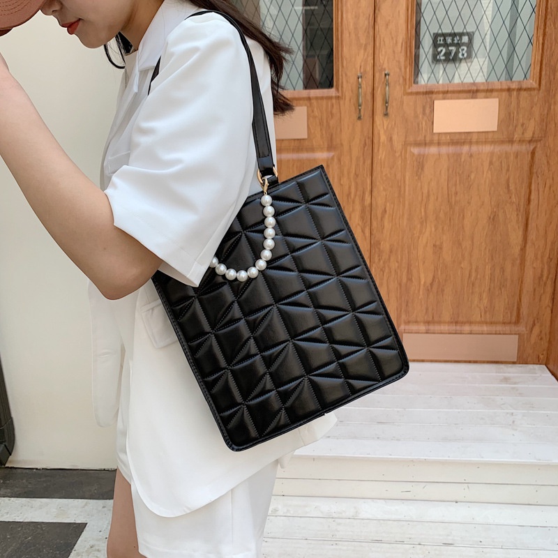 Túi Đeo JASMIN NOIR chéo họa tiết kẻ sọc có quai xách ngọc trai thời trang cho nữ